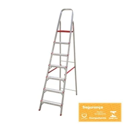 01 Escada doméstica aluminio 7 degraus até 120kg botafogo