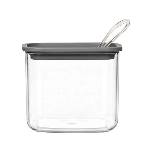 Açucareiro acrílico com colher 450ml cinza Vaeso