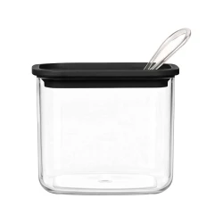 Açucareiro acrílico com colher 450ml preto Vaeso