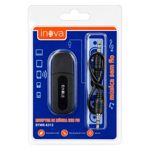 Adaptador receptor veicular wireless bluetooth BTMR-6313 Inova Adaptador receptor veicular wireless bluetooth BTMR-6313 Inova
