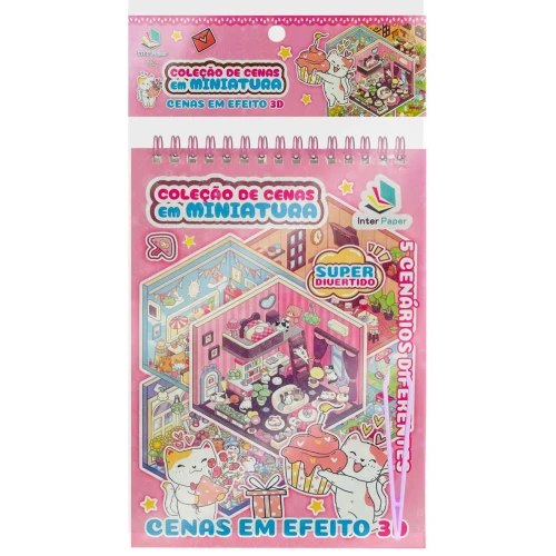 Adesivo 3D caderno cenas em miniatura sortidas Interponte