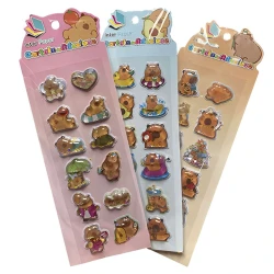 Adesivo 3d capivaras cartela 12 unidades sortida