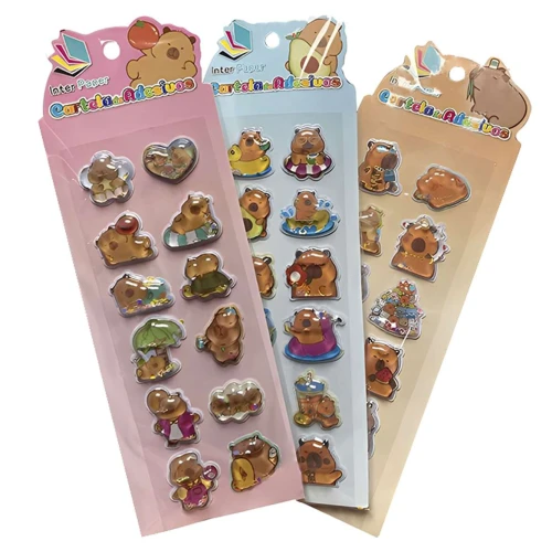 Adesivo 3d capivaras cartela 12 unidades sortida Adesivo 3d capivaras cartela 12 unidades sortida