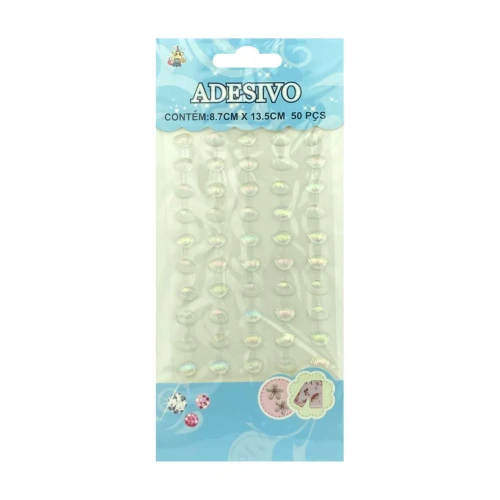 Adesivo concha branco 10mm com 50 unidades