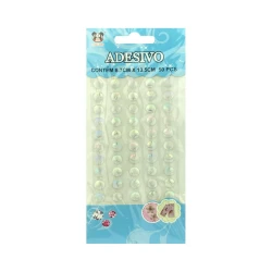Adesivo concha redondo 10mm branco com 50 unidades