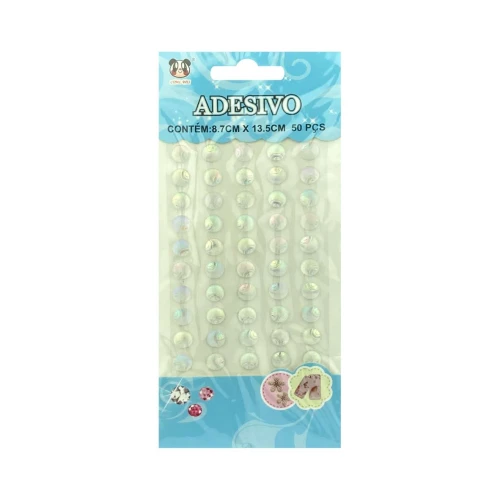 Adesivo concha redondo 10mm branco com 50 unidades