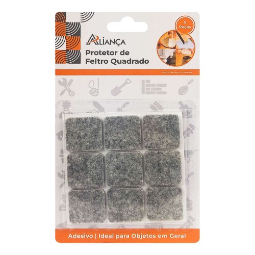 Adesivo de feltro protetor para móveis quadrado com 09 unidades Adesivo de feltro protetor para móveis quadrado com 09 unidades