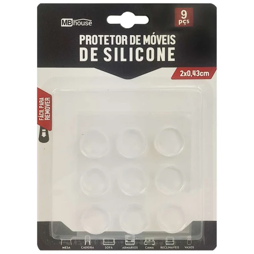 Adesivo de silicone protetor para móveis redondo 9 unidades