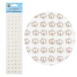 Adesivo estrela 10mm perola com 72 unidades