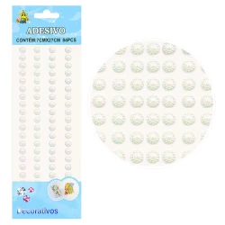 Adesivo flor 8mm pérola com 84 unidades