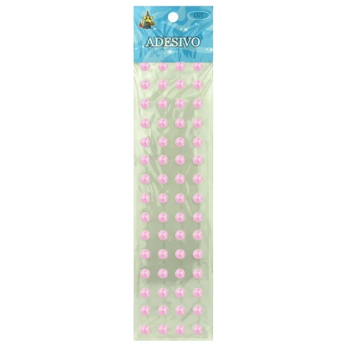 Adesivo flor rosa 10mm com 60 unidades