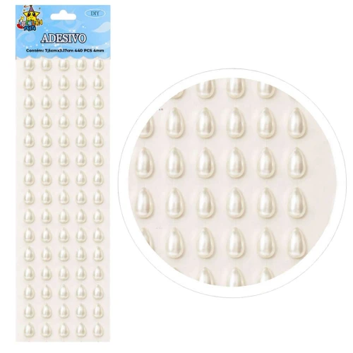 Adesivo meia gota 5mm branco com 126 unidades