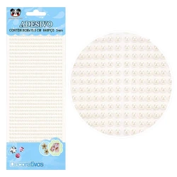 Adesivo meia pérola 3mm branco com 648 unidades