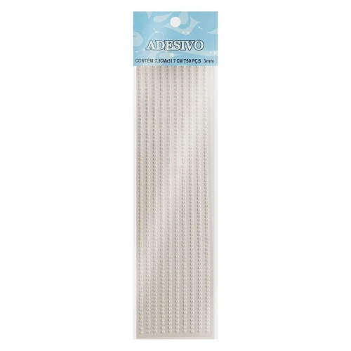 Adesivo meia pérola 3mm branco com 750 unidades