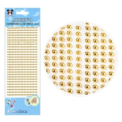 Adesivo meia perola 3mm ouro com 500 unidade
