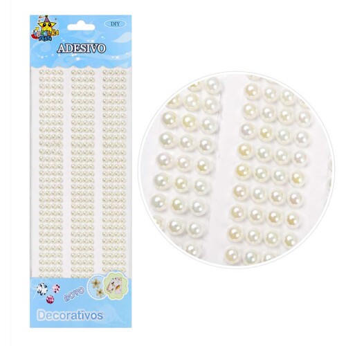 Adesivo meia perola 4mm branca com 300 unidades Adesivo meia perola 4mm branca com 300 unidades