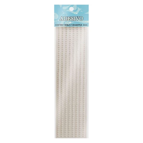 Adesivo meia pérola 4mm branco com 440 unidades