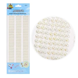 Adesivo meia pérola 4mm branco com 440 unidades