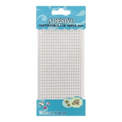 Adesivo meia pérola 4mm branco com 468 unidades