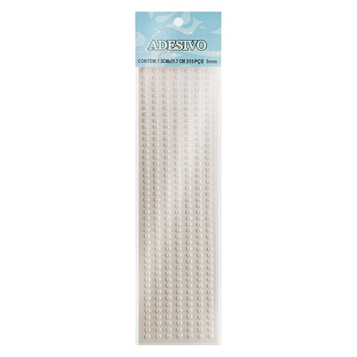 Adesivo meia pérola 5mm branco com 315 unidades