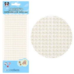 Adesivo meia pérola 5mm branco com 330 unidades