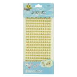 Adesivo meia pérola 5mm ouro com 204 unidades