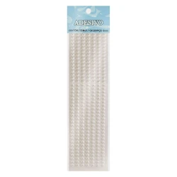 Adesivo meia pérola 6mm branco com 280 unidades