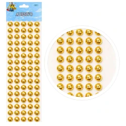 Adesivo meia pérola 6mm ouro com 162 unidades