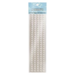 Adesivo meia pérola 8mm branco com 145 unidades
