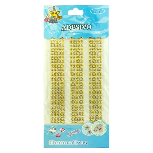 Adesivo meia pérola ouro 03mm com 510 unidades