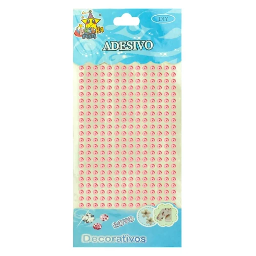 Adesivo meia pérola vermelho 04mm com 294 unidades