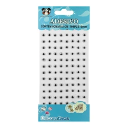 Adesivo olhos movéis 6mm com 104 unidades