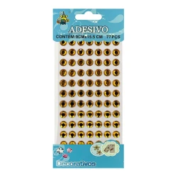 Adesivo strass 10mm ouro com 77 unidades