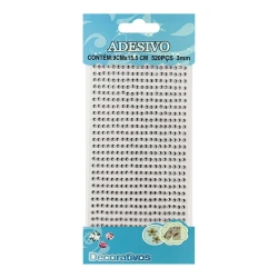 Adesivo strass 3mm prata com 520 unidades