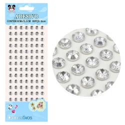 Adesivo strass 8mm prata com 88 unidades