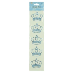 Adesivo strass coroa médio cartela com 05 unidades azul
