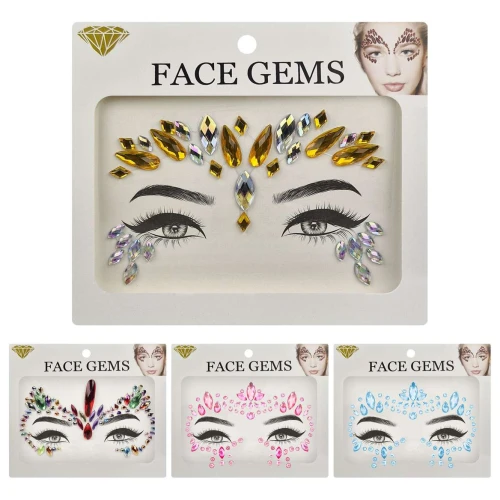 Adesivo strass facial para carnaval sortido MJ86801