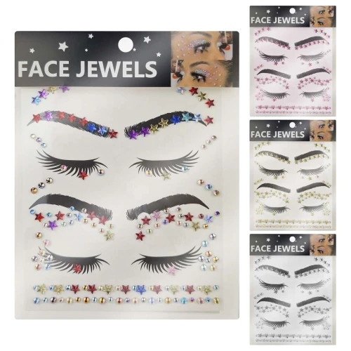 Adesivo strass facial para carnaval sortido MJ88201