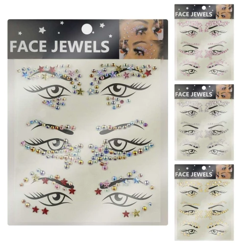 Adesivo strass facial para carnaval sortido MJ88202