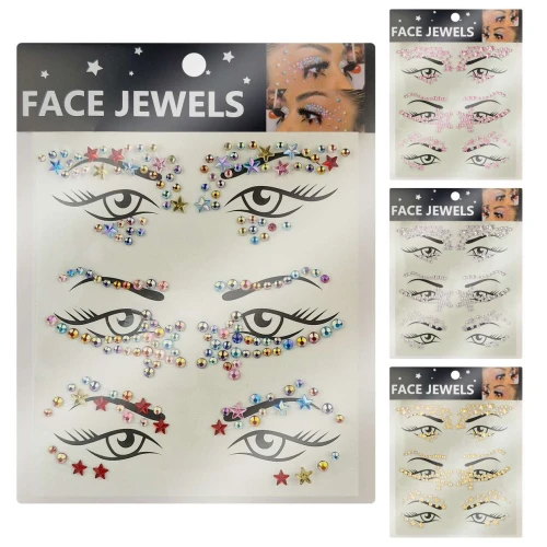 Adesivo strass facial para carnaval sortidos