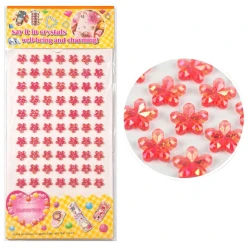Adesivo strass flor 10mm cartela com 84 pedras vermelho