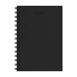 Agenda 2026 capa dura espiral lisa 320 folhas preta Redoma