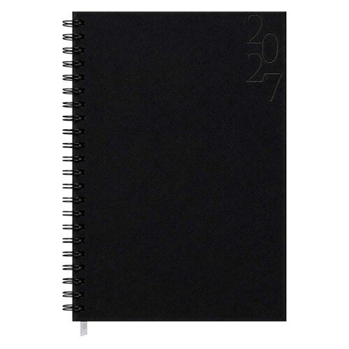 Agenda 2027 capa dura espiral Lisa 352 folhas preta Agenda 2027 capa dura espiral Lisa 352 folhas preta