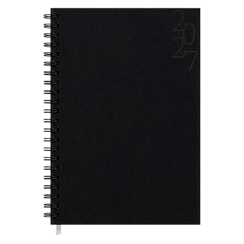 Agenda 2027 capa dura espiral Lisa 352 folhas preta