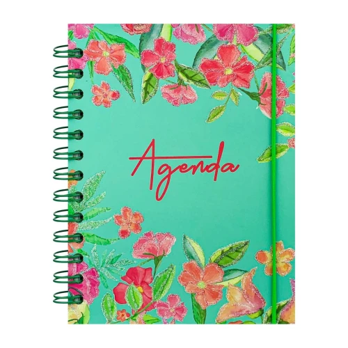 Agenda permanente capa dura espiral com 160 folhas sortidas
