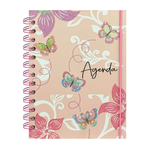 Agenda permanente capa dura espiral com 160 folhas sortidas