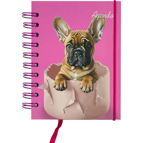 Agenda permanente capa dura espiral dogs 160 folhas