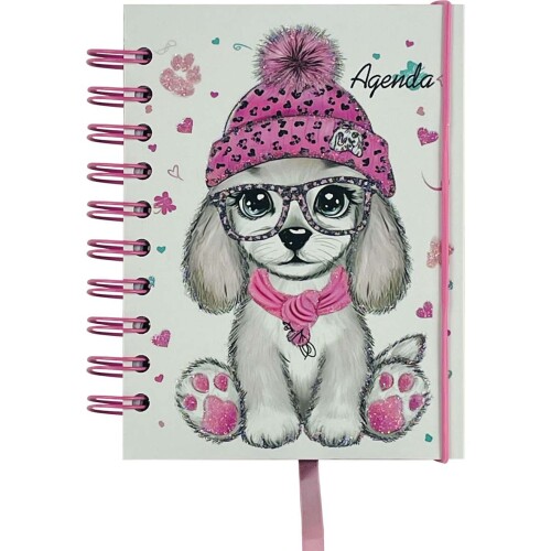 Agenda permanente capa dura espiral dogs pequeno 160 folhas