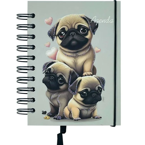 Agenda permanente capa dura espiral dogs 160 folhas