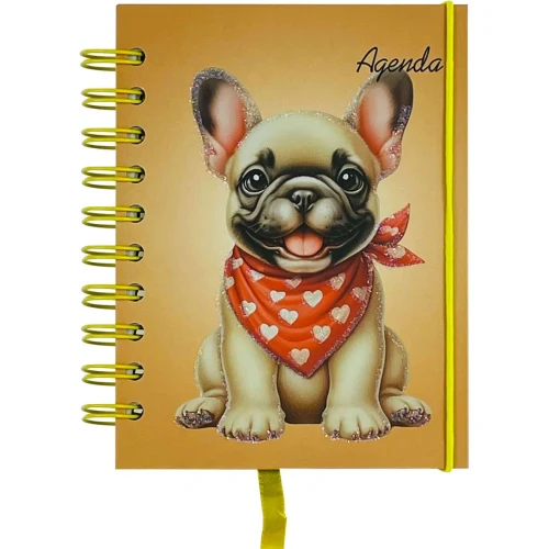 Agenda permanente capa dura espiral dogs 160 folhas